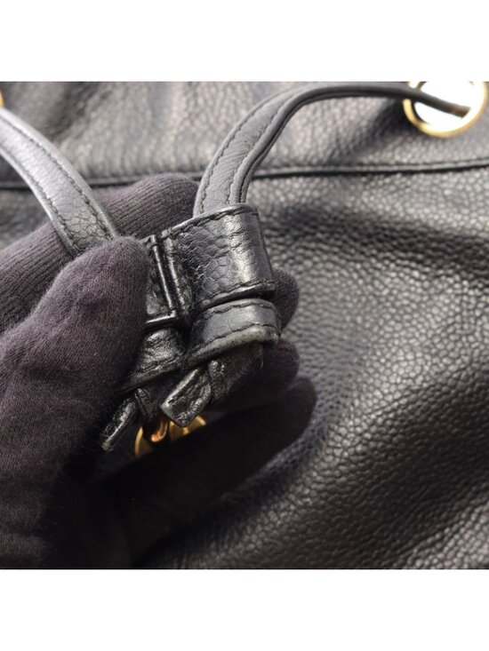 Chanel Backpack Triple CC Logo Black Caviar Leather Coco